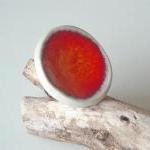 Round Red And And White Ring, Fashion Jewelry,..