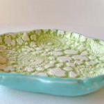 Ceramic Bowl, Turquoise And Green Flower Bowl,..