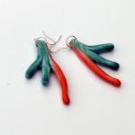 Earrings In Shades Of Orange And Turquoise Spring..