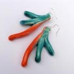 Earrings In Shades Of Orange And Turquoise Spring..