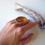 Round Brown Ring, Fashion Jewelry, Ceramic