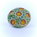 Green And Yellow Ring, Ceramic Jewelry, Spring..