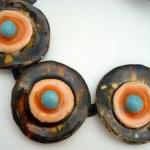 Ceramic Necklace Honey Orange And Turquoise