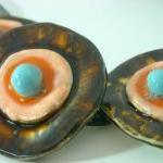 Ceramic Necklace Honey Orange And Turquoise