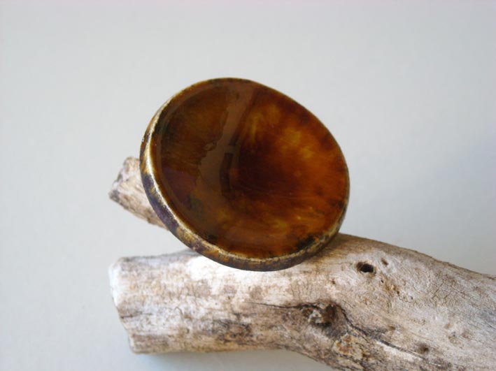 Round Brown Ring, Fashion Jewelry, Ceramic