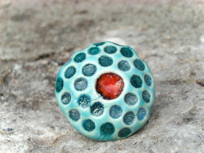 Red And Turquoise Ring, Ceramic Red Jewelry Spring 2012